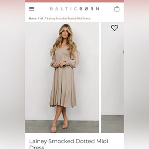 NWT Baltic Born Lainey Smocked Dotted Midi Dress